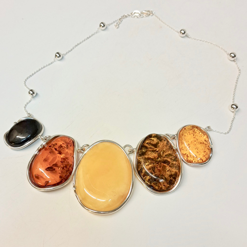 HWG-2391 Necklace, Five Large Irregular Oval Shapes $600 at Hunter Wolff Gallery